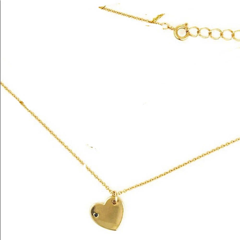 14kt gold plated heart necklace with black sapphire detail